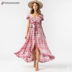 Tiare Hawaii New Moon Maxi Dress Sabia Red White Black NWT